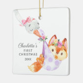 Special Delivery Baby's Eerste Kerst vos Keramisch Ornament (Links)