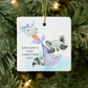 Special Delivery Baby's Eerste Kerst Wasbeer Keramisch Ornament