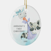 Special Delivery Baby's Eerste Kerst Wasbeer Keramisch Ornament (Rechts)