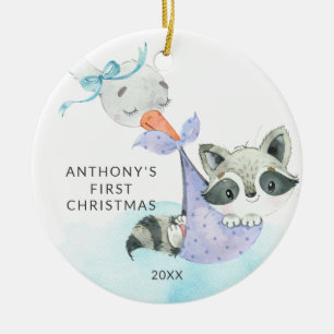 Special Delivery Baby's Eerste Kerst Wasbeer Keramisch Ornament