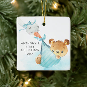 Special Delivery Baby's Eerste Kerstbeer Keramisch Ornament
