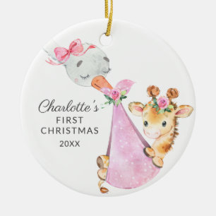 Special Delivery Baby's Eerste Kerstmis Giraffe Keramisch Ornament