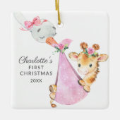 Special Delivery Baby's Eerste Kerstmis Giraffe Keramisch Ornament (Voorkant)