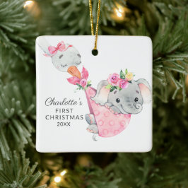 Special Delivery Baby's Eerste Kerstmis Olifant Keramisch Ornament