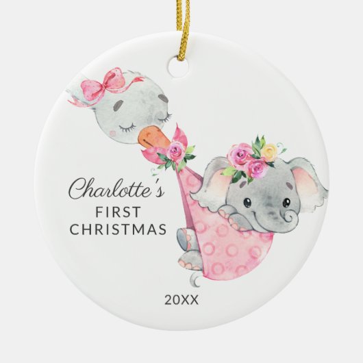 Special Delivery Baby's First Christmas Olifant Keramisch Ornament (Voorkant)