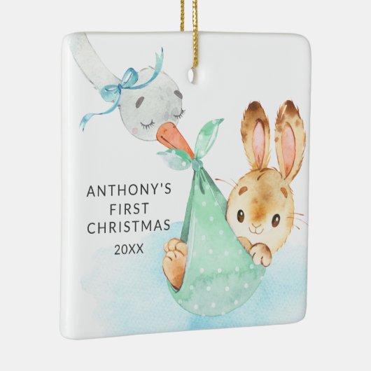 Special Delivery Baby's First KerstBunny Keramisch Ornament (Rechts)