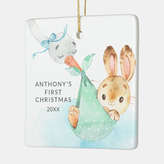 Special Delivery Baby's First KerstBunny Keramisch Ornament (Links)