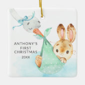 Special Delivery Baby's First KerstBunny Keramisch Ornament (Voorkant)
