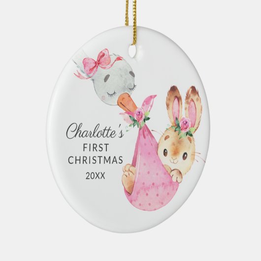 Special Delivery Baby's First KerstBunny Keramisch Ornament (Rechts)