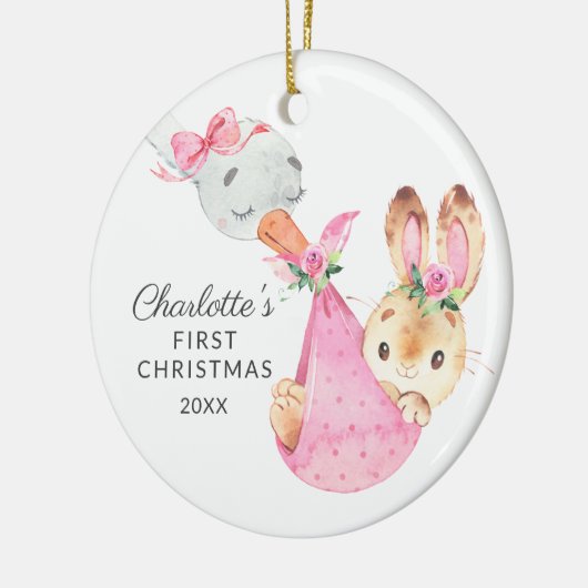Special Delivery Baby's First KerstBunny Keramisch Ornament (Links)