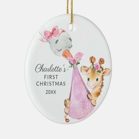 Special Delivery Baby's First Kerstman Giraffe Keramisch Ornament (Rechts)