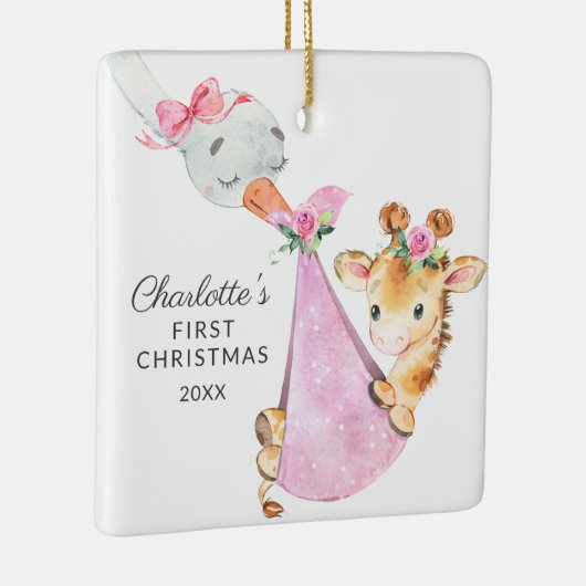 Special Delivery Baby's First Kerstman Giraffe Keramisch Ornament (Rechts)