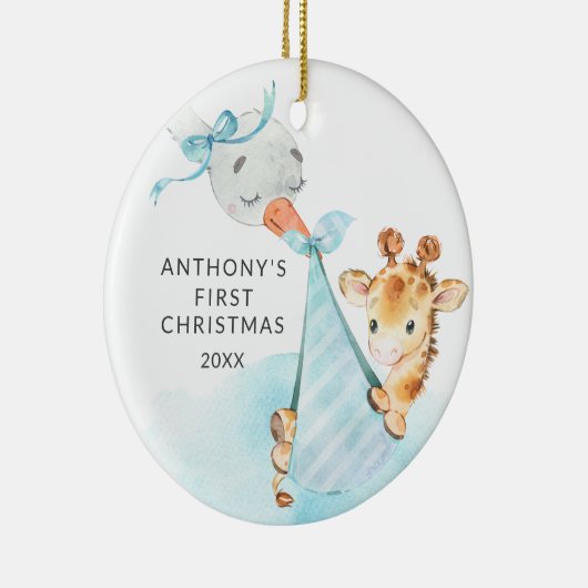 Special Delivery Baby's First Kerstman Giraffe Keramisch Ornament (Rechts)