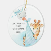 Special Delivery Baby's First Kerstman Giraffe Keramisch Ornament (Links)
