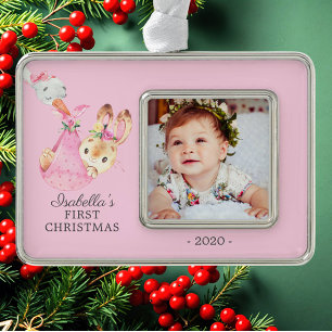 Special Delivery Bunny First kerstfoto Verzilverd Omlijst Ornament