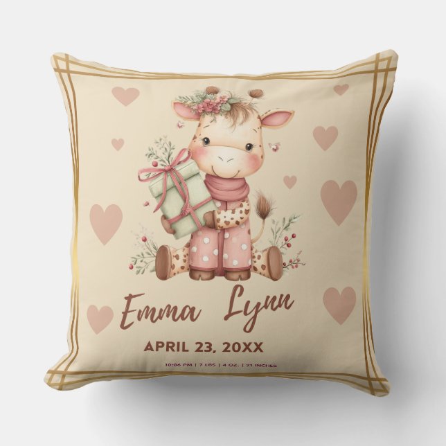 Special Delivery Christmas Giraffe Baby Shower Kussen (Voorkant)