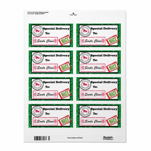 Special Delivery Christmas Package Label (Full Sheet)