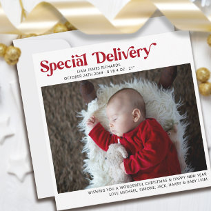Special Delivery Eerste kerst baby foto Feestdagenkaart