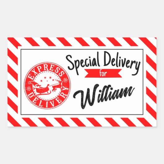 Special delivery from santa Christmas gift  Rechthoekige Sticker (Voorkant)
