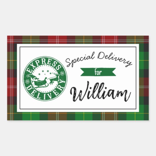 Special delivery from santa Christmas gift  Rechthoekige Sticker (Voorkant)