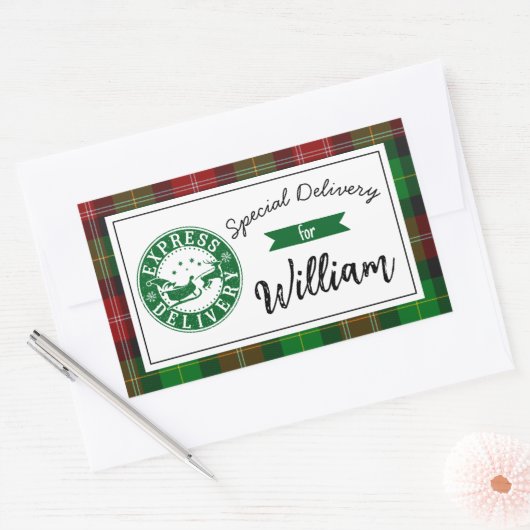 Special delivery from santa Christmas gift  Rechthoekige Sticker (Envelop)