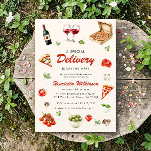 Special delivery Italiaans eten baby shower uitnod Kaart