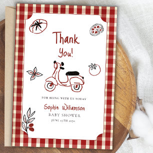 Special Delivery Italiaans eten rode baby shower Bedankkaart