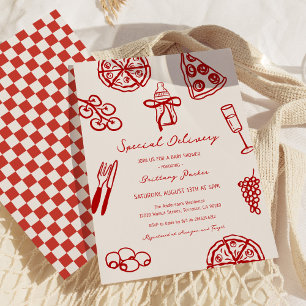 Special Delivery Italiaanse Pizza Thema Baby Showe Kaart