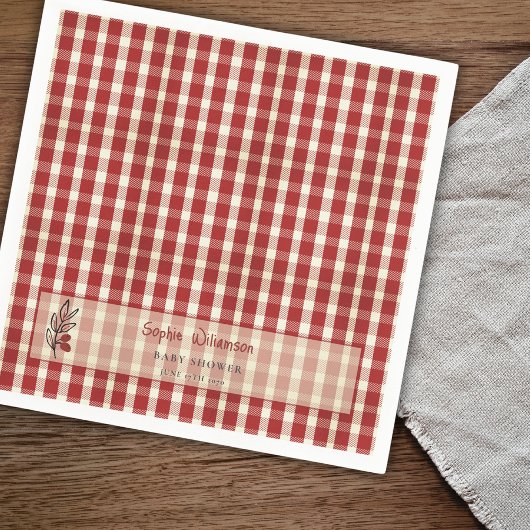 Special Delivery Italian Red Plaid Baby Shower Servet