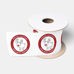 Special Delivery Kerstman Werkplaats Rendier Logo Satijnen Lint