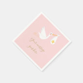 Special Delivery Ooievaar Baby Meisje Roze Shower Servet (Hoek)