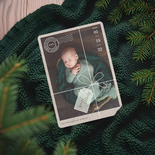 Special Delivery Pakket Baby Geboorte Statistieken Feestdagenkaart