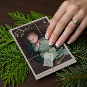 Special Delivery Pakket Baby Geboorte Stats & Foto Folie Feestdagenkaart
