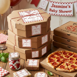 Special Delivery Pizza Baby Shower Feestje Vierkante Sticker