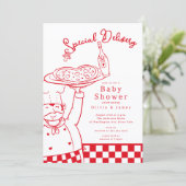 Special Delivery Pizza Baby Shower Uitnodiging (Staand voorkant)