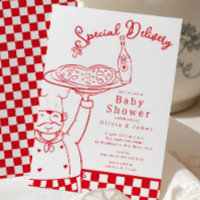 Special Delivery Pizza Baby Shower Uitnodiging