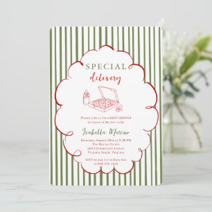 Special Delivery Pizza Baby Shower Uitnodiging