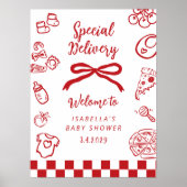 Special Delivery Pizza Baby Shower Welcome Poster (Voorkant)