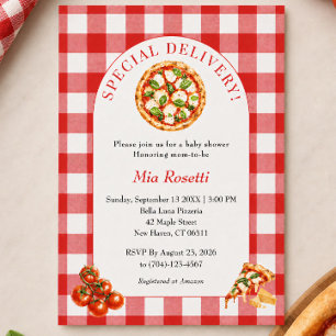 Special Delivery Pizza Italiaanse Baby Shower Kaart