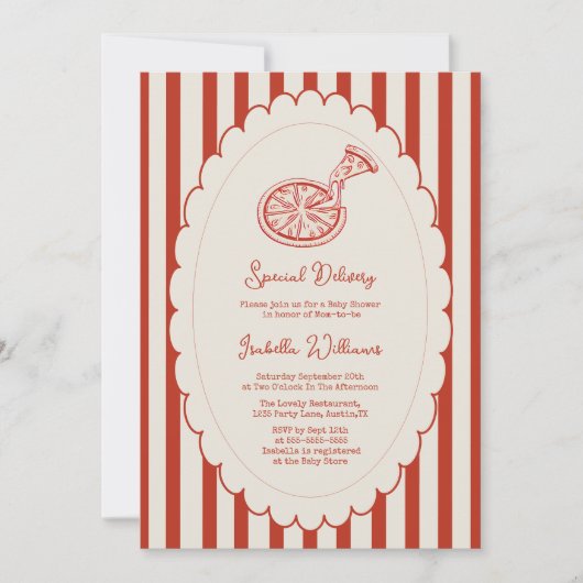 Special Delivery Pizza Party Baby Shower Kaart (Voorkant)
