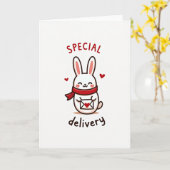 Special Delivery Rabbit Card Kaart (Gele Bloem)