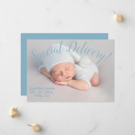 Special Delivery Stats Script Baby Boy Blue Birth Aankondiging