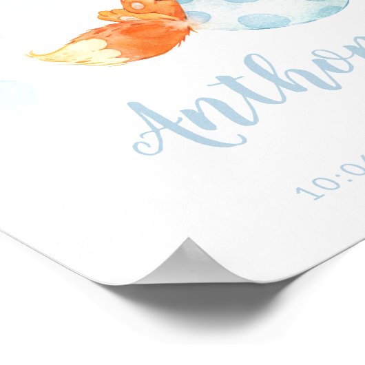 Special Delivery Stork Fox Baby Stats Poster (Hoek)