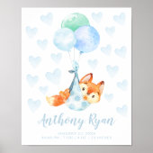 Special Delivery Stork Fox Baby Stats Poster (Voorkant)