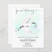 Special Delivery Watercolor Ooievaar Baby shower (Voorkant / Achterkant)
