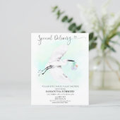 Special Delivery Watercolor Ooievaar Baby shower (Staand voorkant)