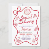 Special Delivery Whimsical Baby Shower Invitation Kaart (Voorkant)