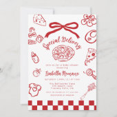 Special Delivery Whimsical Bow Pizza Baby Shower Kaart (Voorkant)