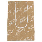 Special Delivery Word Art Nep- Rustiek Bruine Kraf Medium Cadeauzakje (Achterkant)