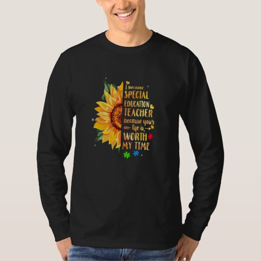 Special Education Teacher Sunflower Autism Awarene T-shirt (Voorkant)